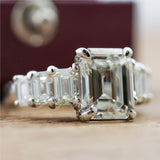 Platinum 4.10 Carat Emerald Cut Diamond Engagement Ring