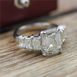 Platinum 4.10 Carat Emerald Cut Diamond Engagement Ring
