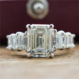 Platinum 4.10 Carat Emerald Cut Diamond Engagement Ring