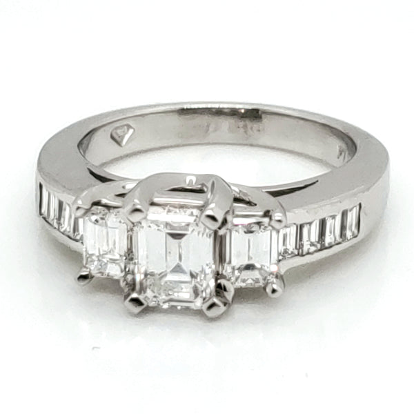 Platinum 2.00 Carat Total Weight Emerald Cut Diamond Engagement Ring