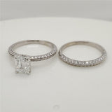 14kt White Gold 1.63 Carat Emerald Cut Diamond Wedding Set