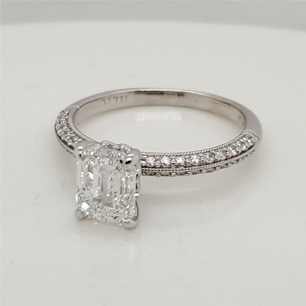 14kt White Gold 1.63 Carat Emerald Cut Diamond Wedding Set