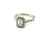 1.40 Cttw 14Kt White Gold Emerald Cut GIA Diamond In Halo Style Mounting