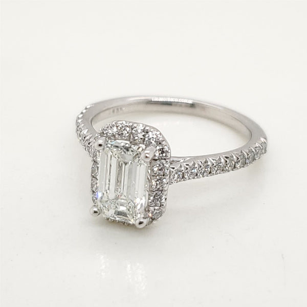 14kt White Gold .96 Carat Emerald Cut Diamond Engagement Ring