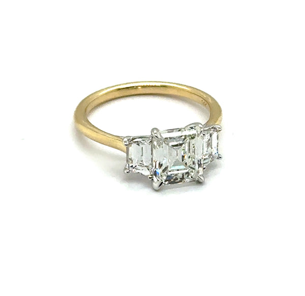 1.93 Ctw 14Kt Yellow And White Gold Emerald Cut Diamond Engagement Ring