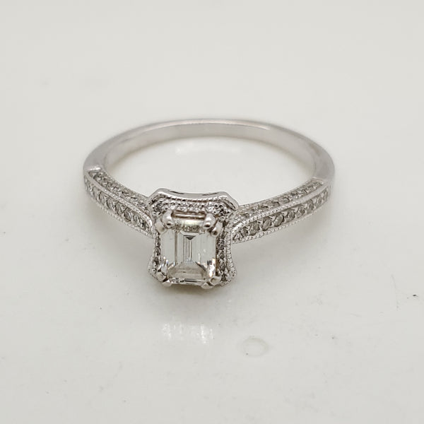 14kt White Gold .72 Carat Emerald Cut Diamond Engagement Ring