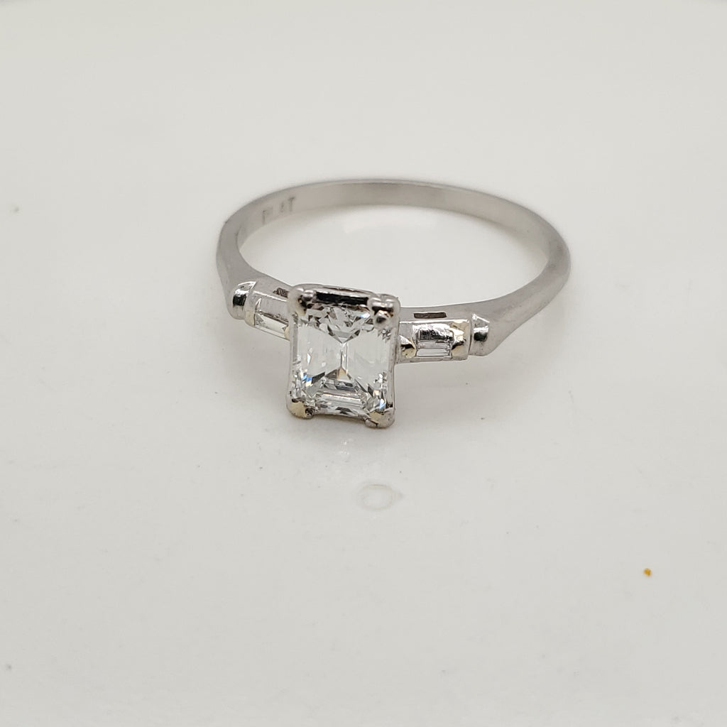 Platinum 1.03 Carat Emerald Cut Diamond Engagement Ring