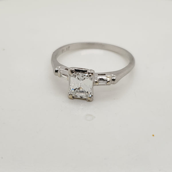 Platinum 1.03 Carat Emerald Cut Diamond Engagement Ring