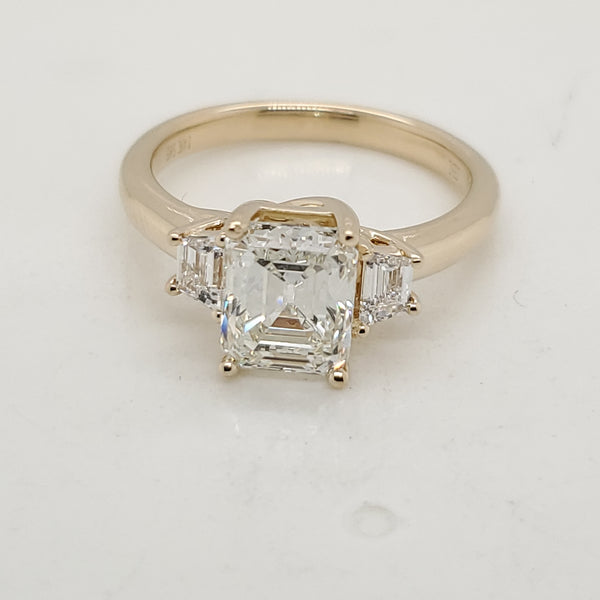14kt Yellow Gold 1.90 Carat Emerald Cut Diamond Engagement Ring