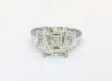 14K White Gold 4.24ct Emerald Cut Diamond 3-Stone Engagement Ring