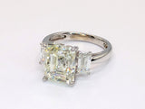 14K White Gold 4.24ct Emerald Cut Diamond 3-Stone Engagement Ring