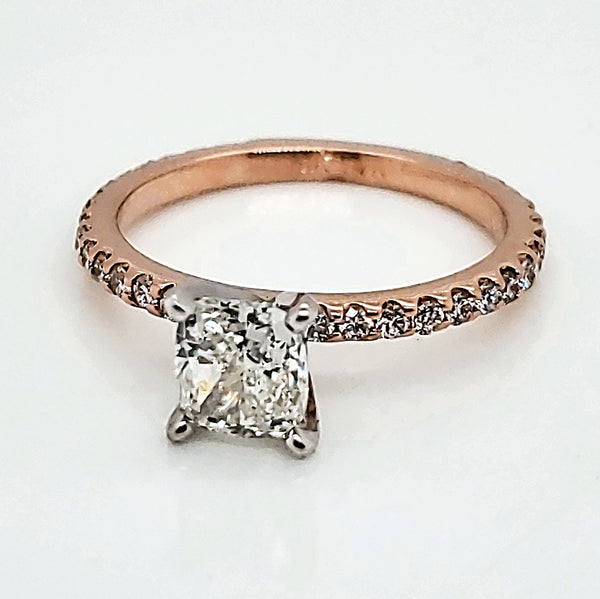 14kt Rose Gold 1.01 Carat Cushion Cut Diamond Engagement Ring