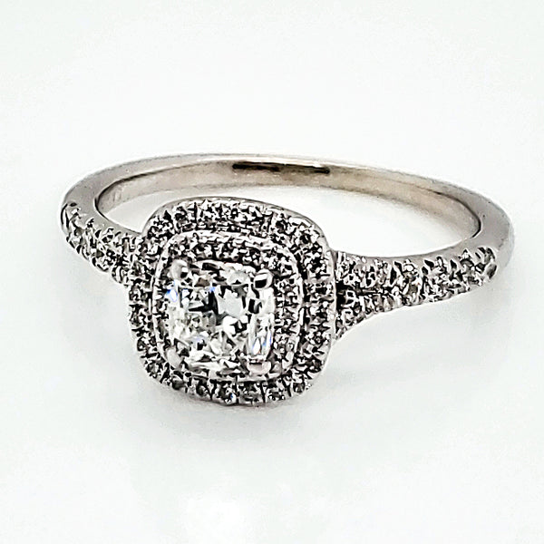 14kt White Gold .50 Carat Cushion Cut Diamond Engagement Ring