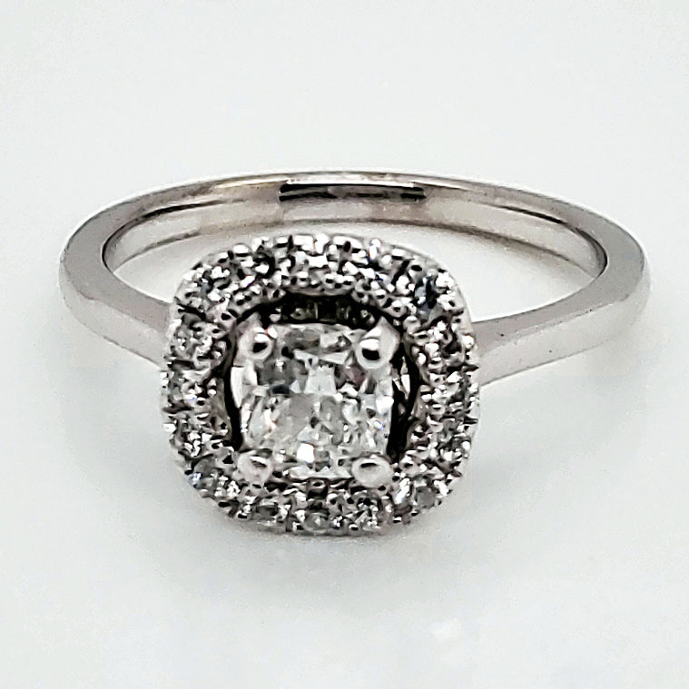 14kt White Gold .61 Carat Cushion Shape Diamond Engagement Ring