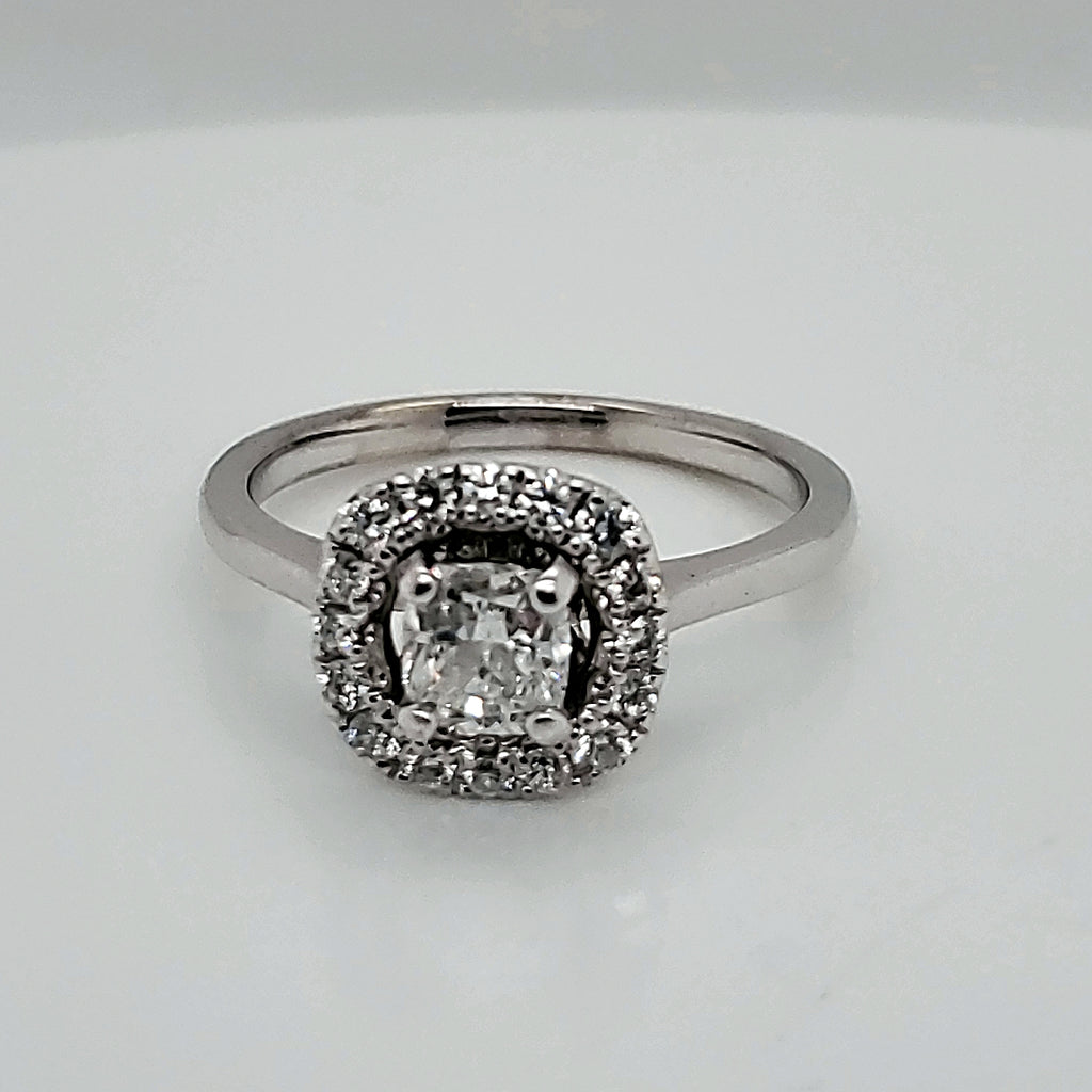 14kt White Gold .61 Carat Cushion Shape Diamond Engagement Ring
