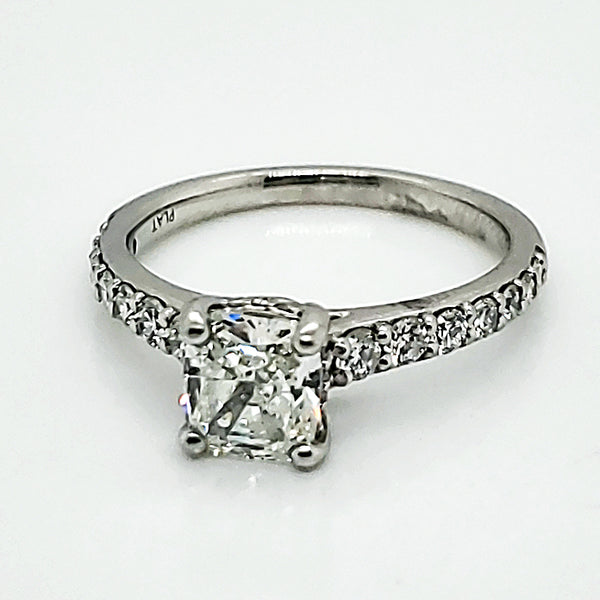 1.15 Carat Cushion Shape Diamond Engagement Ring Platinum Engagement Ring