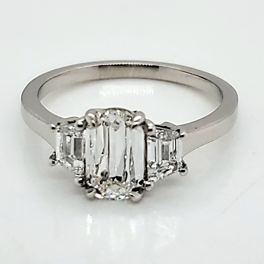 Platinum .96 Carat Elongated Cushion Cut Diamond Engagement Ring