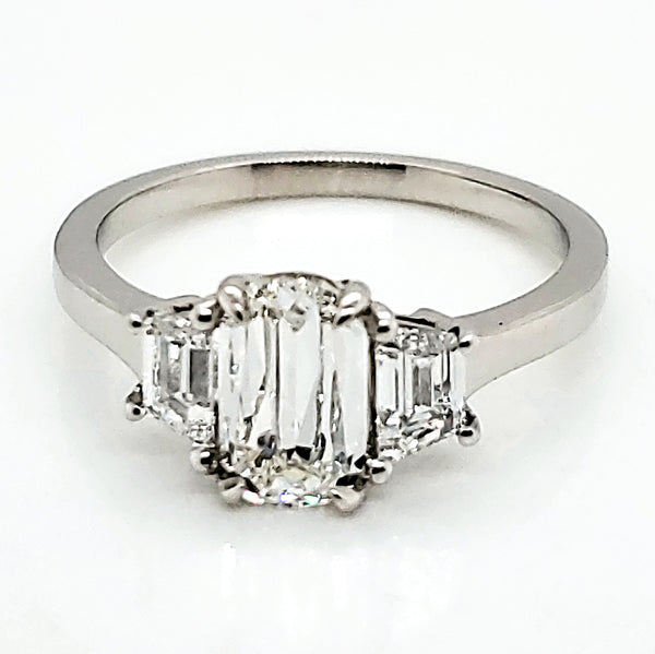 Platinum .96 Carat Elongated Cushion Cut Diamond Engagement Ring