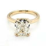 14Kt Yellow Gold 4.01 Carat Cushion Cut Diamond Solitaire Engagement Ring