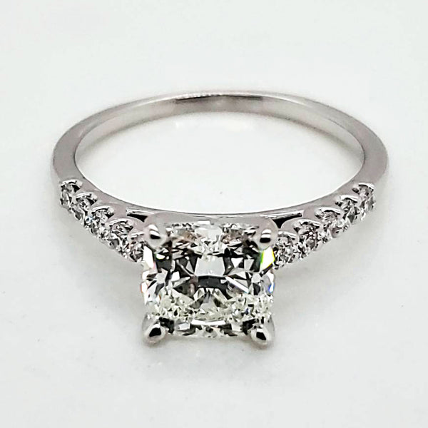 14kt White Gold 1.73 Carat Cushion Cut Diamond Engagement Ring