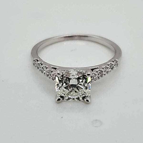 14kt White Gold 1.73 Carat Cushion Cut Diamond Engagement Ring