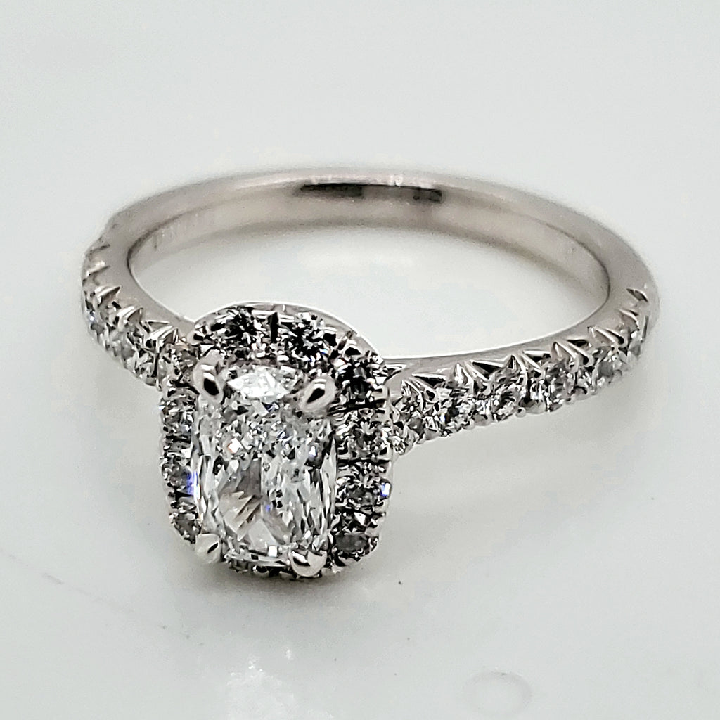 Henri Daussi .75 Carat Cushion Cut Diamond Engagement Ring in Platinum