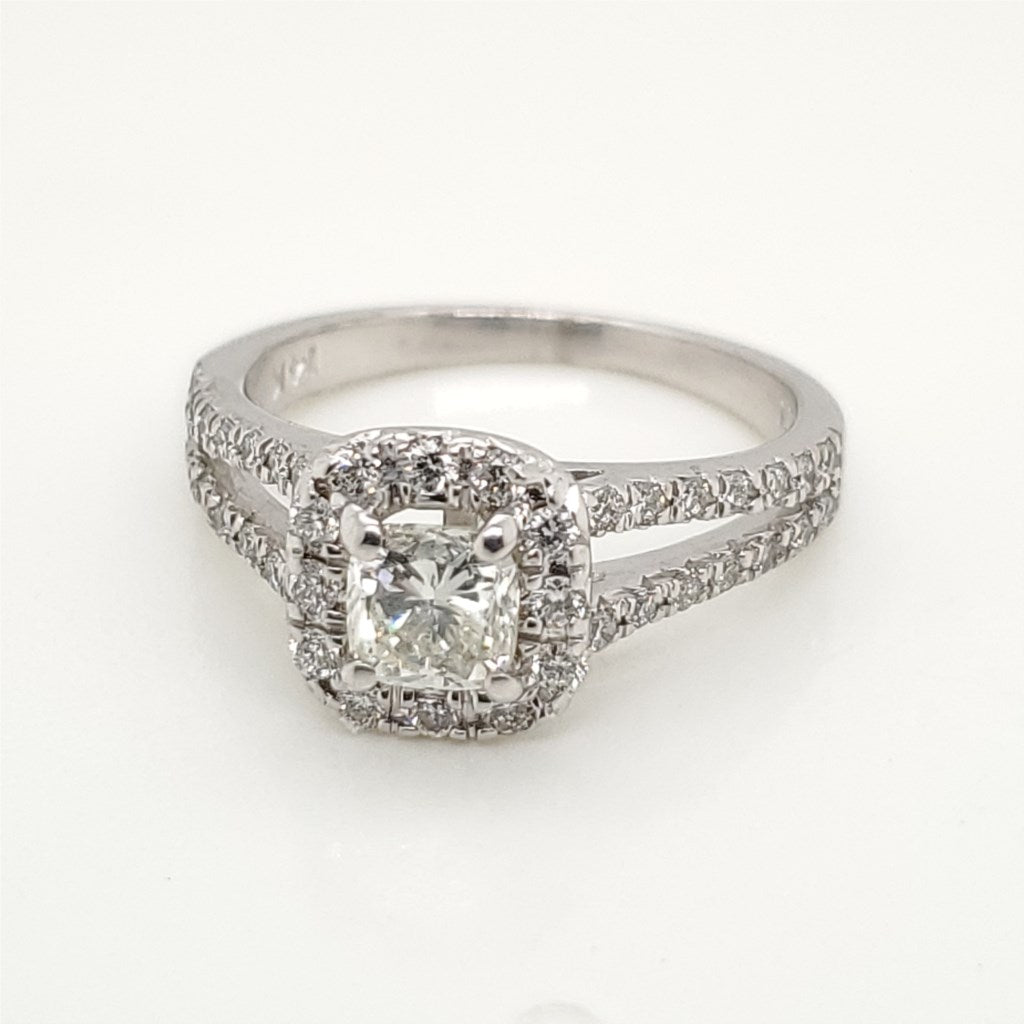14kt White Gold .55 Carat Cushion Cut Diamond Engagement Ring