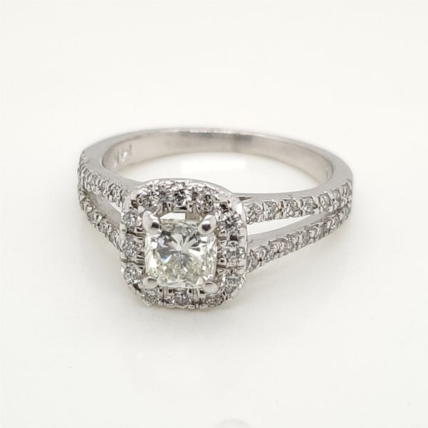 14kt White Gold .55 Carat Cushion Cut Diamond Engagement Ring