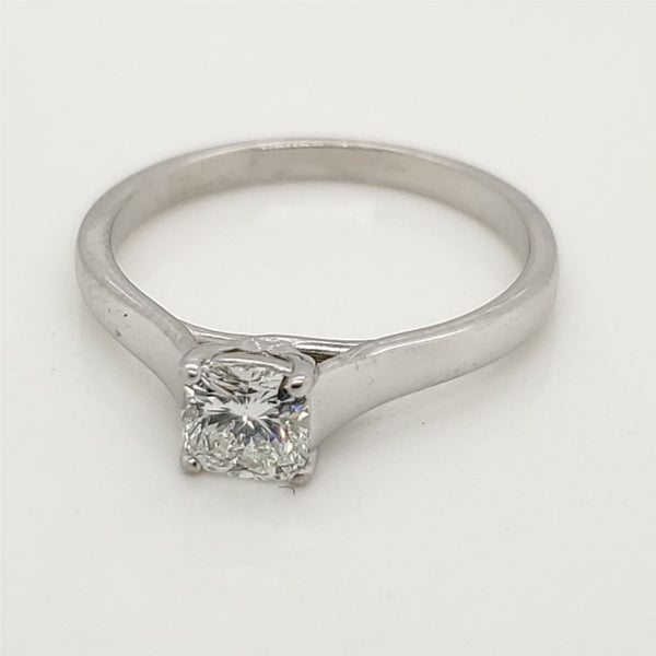 14Kt White Gold .50 Cushiont Cut Diamond Solitaire Engagement Ring