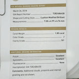 18kt Yellow Gold 1.80 Carat Cushion Cut Diamond Engagement Ring