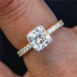 18kt Yellow Gold 1.80 Carat Cushion Cut Diamond Engagement Ring