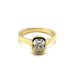 14Kt Yellow Gold 1.50 Carat Cushion Cut Diamond Solitaire Engagement Ring