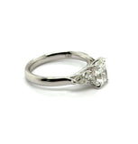 14Kt White Gold 1.50 Carat Elongated Cushion Cut And Pear Shape Diamond Engagement Ring