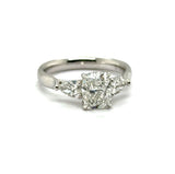 14Kt White Gold 1.50 Carat Elongated Cushion Cut And Pear Shape Diamond Engagement Ring