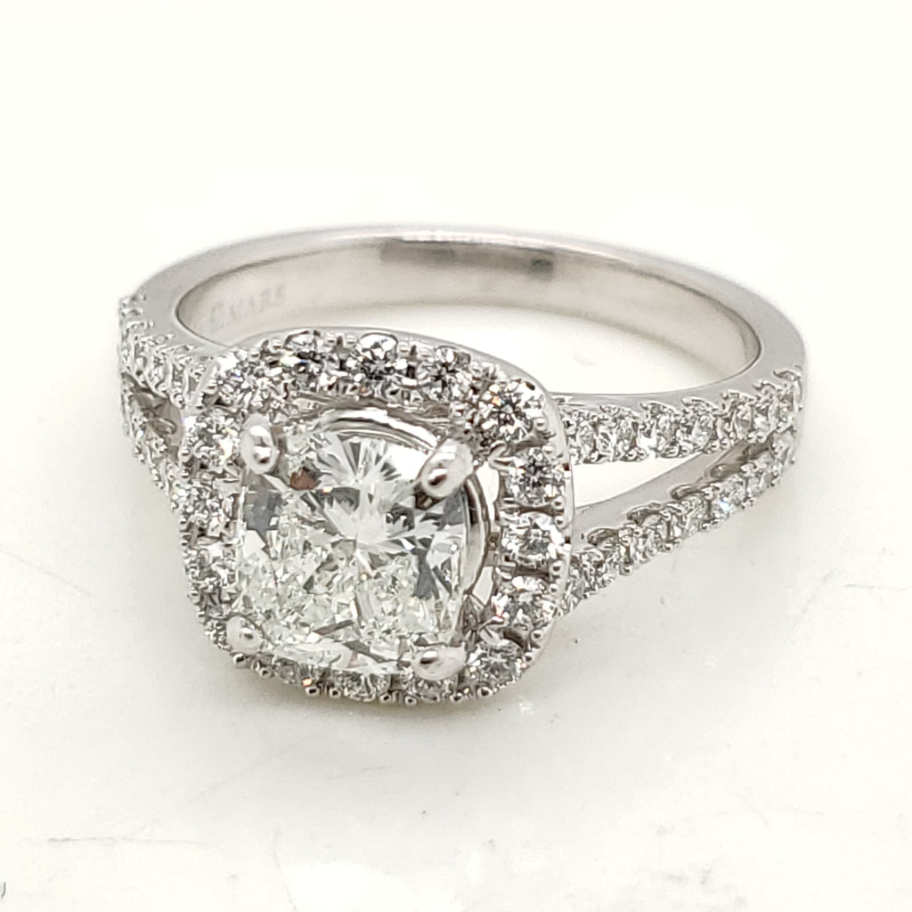 14kt White Gold 1.26 Carat Cushion Cut Diamond Engagement Ring