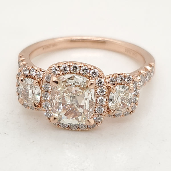 14kt Rose Gold .83 Carat Cushion Cut Diamond Engagement Ring