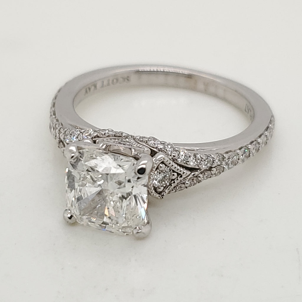 14kt White Gold 2.01 Carat Cushion Cut Diamond Engagement Ring