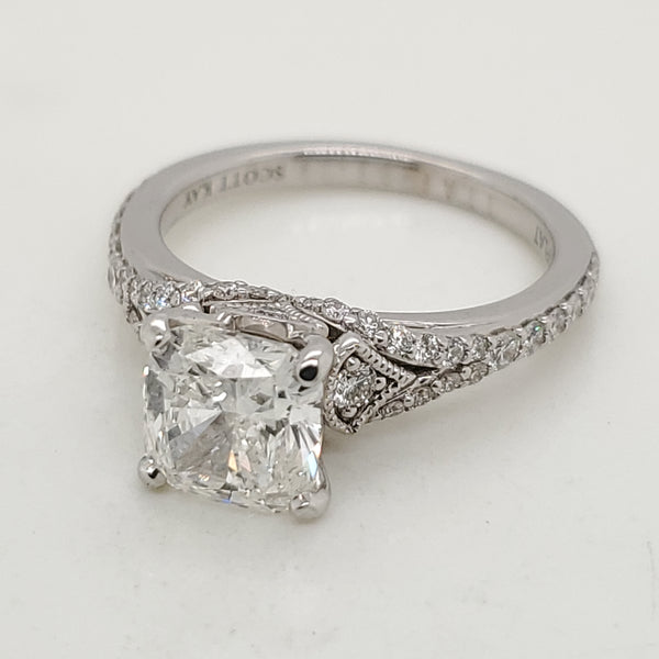 14kt White Gold 2.01 Carat Cushion Cut Diamond Engagement Ring