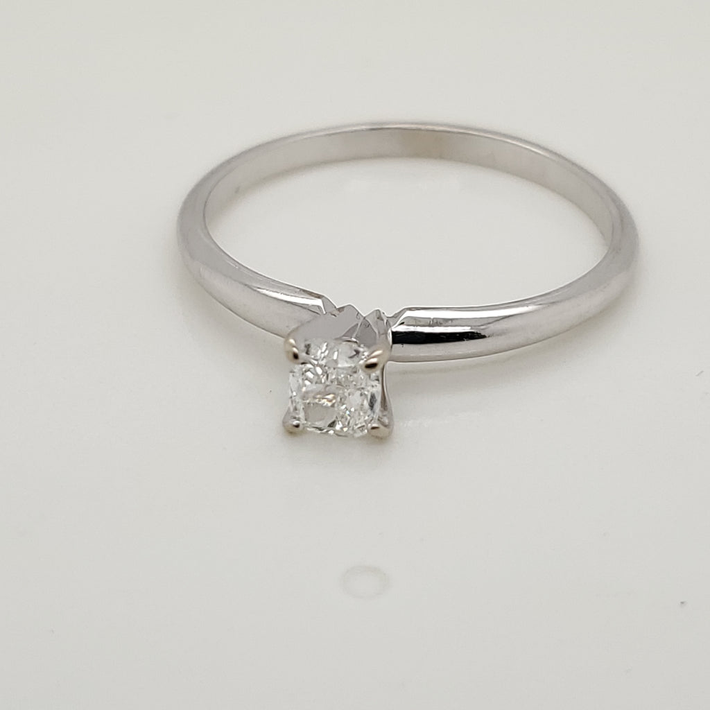 14Kt White Gold .50 Cushiont Cut Diamond Solitaire Engagement Ring