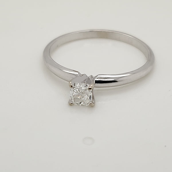 14Kt White Gold .50 Cushiont Cut Diamond Solitaire Engagement Ring