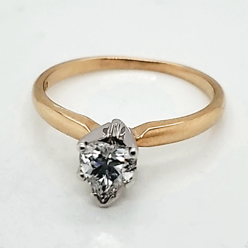 14Kt Gold Carat Heart Shape Diamond Solitaire Engagement Ring