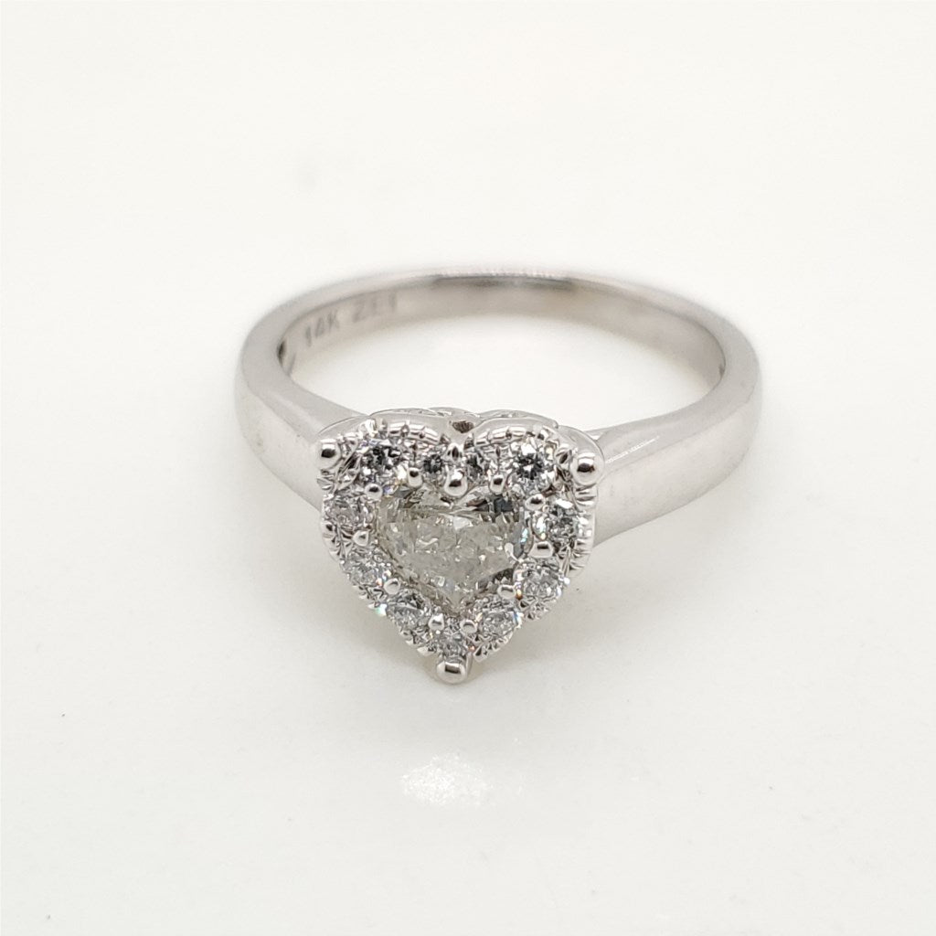 14kt White Gold .50 Carat Heart Shaped Diamond Engagement Ring