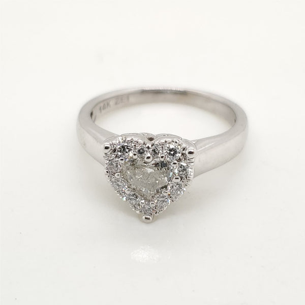 14kt White Gold .50 Carat Heart Shaped Diamond Engagement Ring