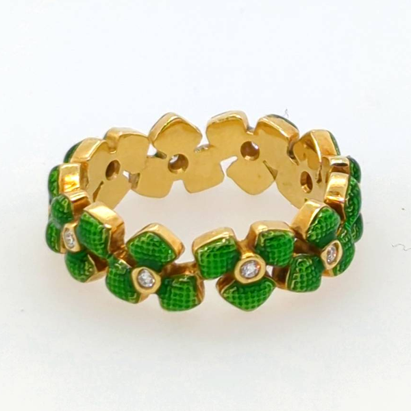 18Kt Yellow Gold Hidalgo Enamel Stackable Band