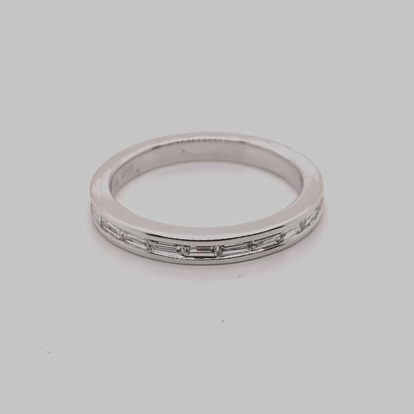 White Gold Stackable Diamond Baguette Band