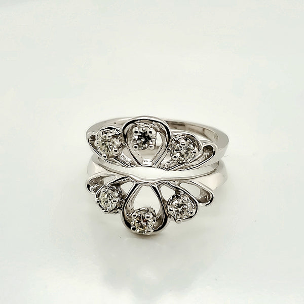 14kt white gold and diamond ring guard