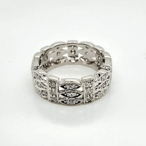 1950s retro size 7.5 platinum and diamond wide eternity band