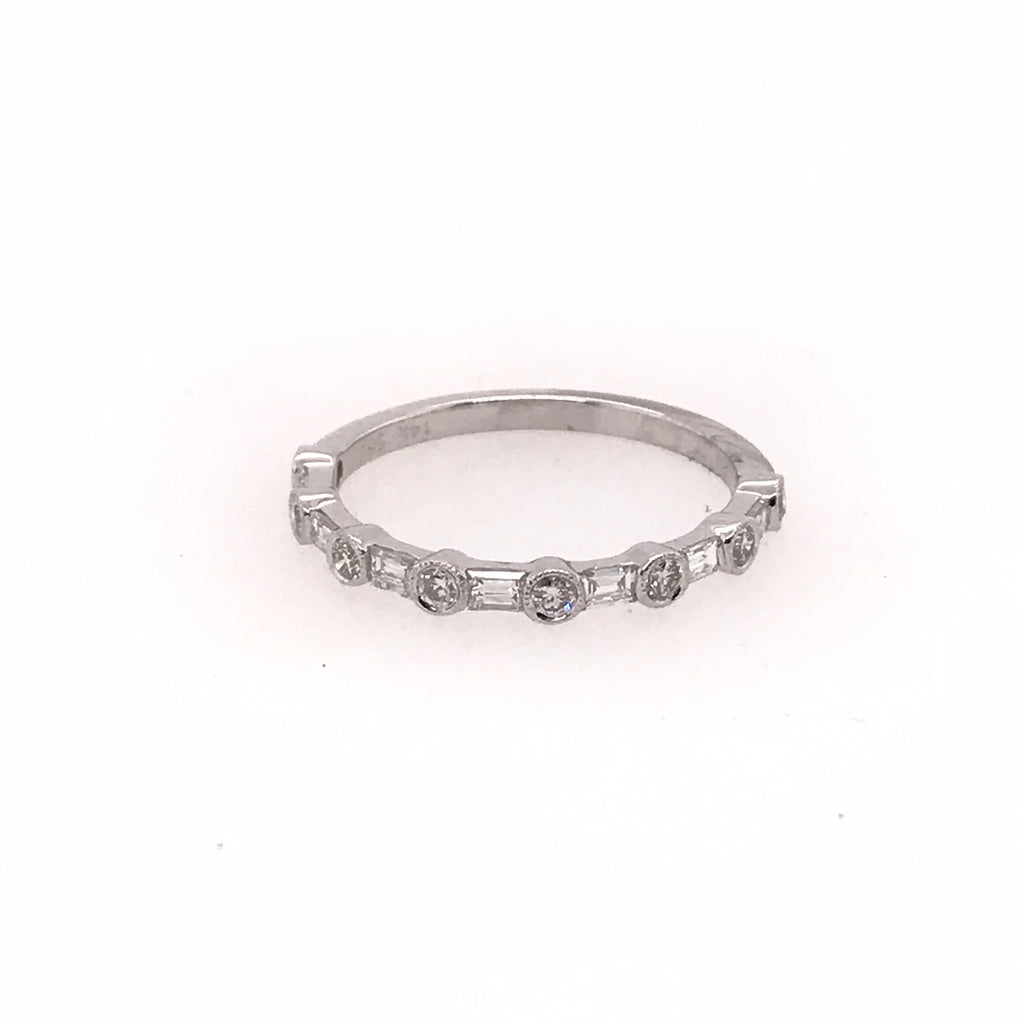 14Kt White Gold Diamond Stackable Band