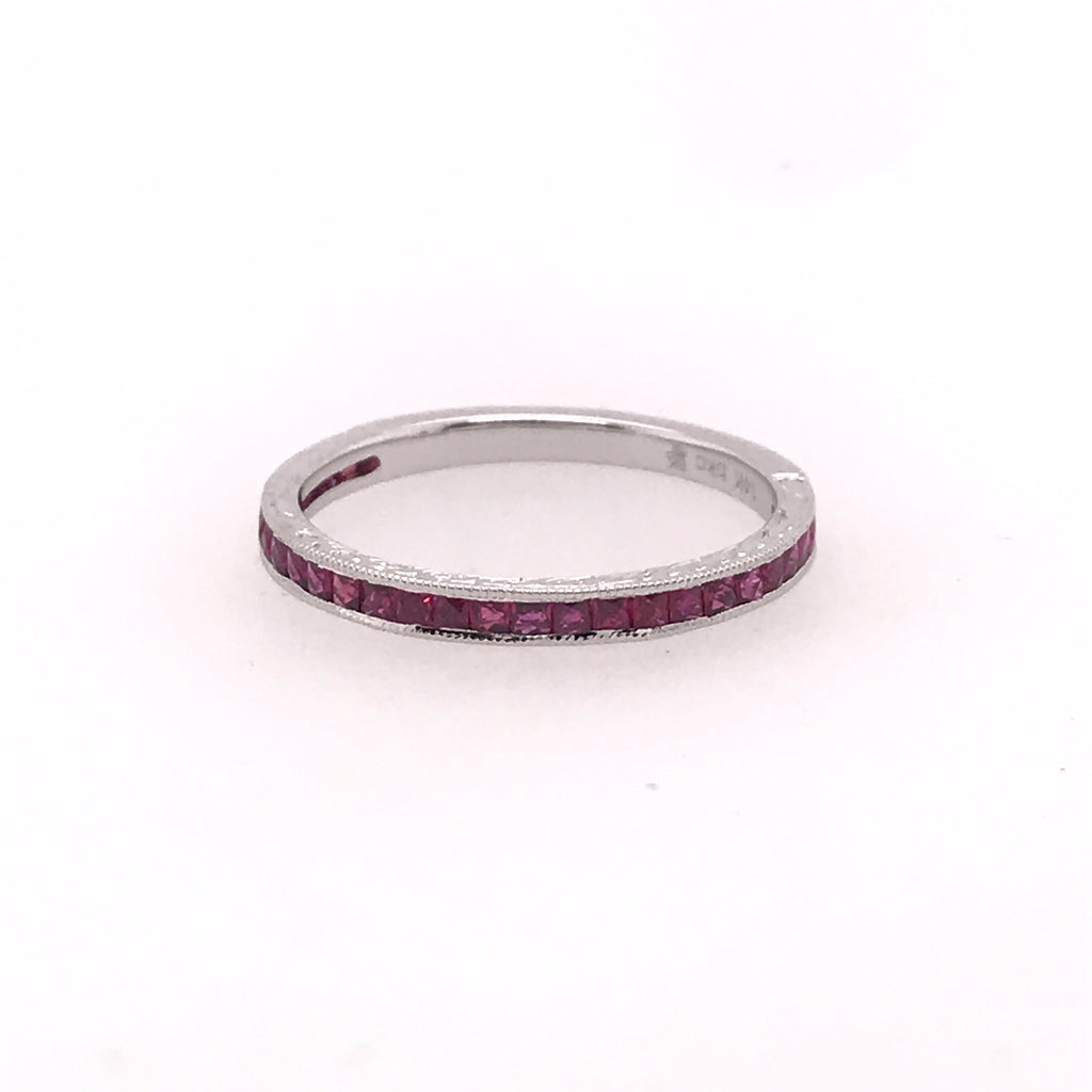 White Gold Stackable Ruby Wedding Band