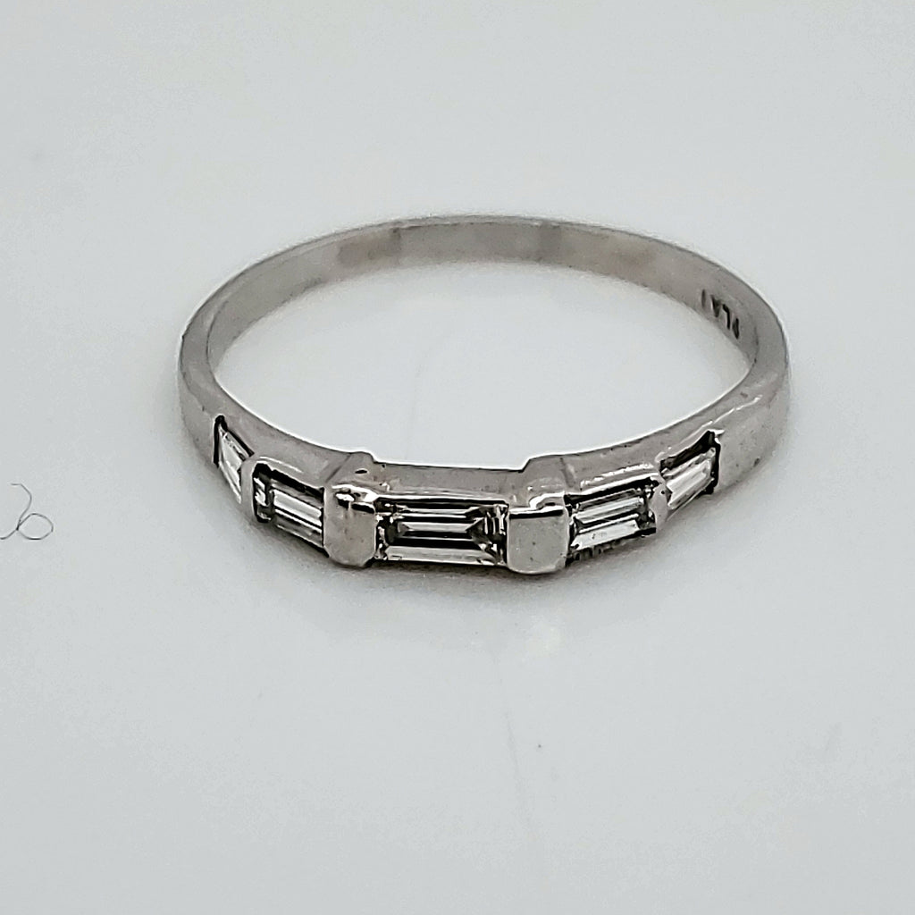 Platinum And Baguette Cut Diamond Wedding Band